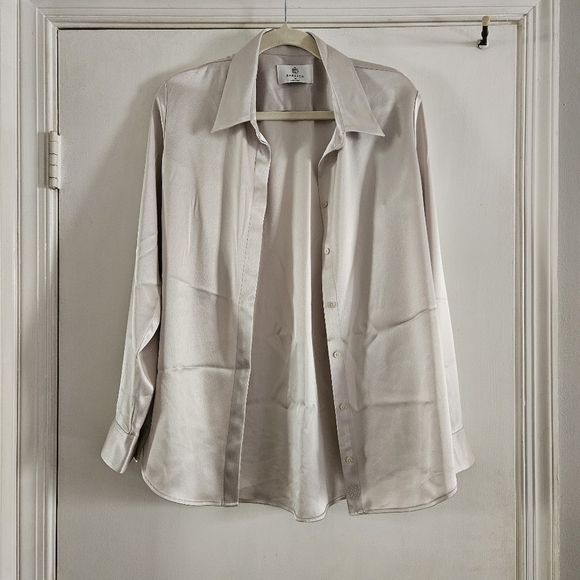 Nwot Aritzia Babaton Champnge Button Down Silk Blouse Size Medium - Picture 1 of 6